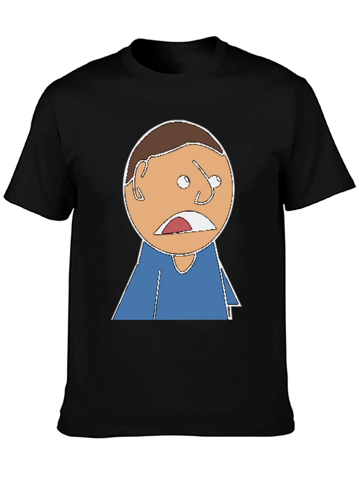 Cartoon Expression T-Shirt - Black Cotton Tee