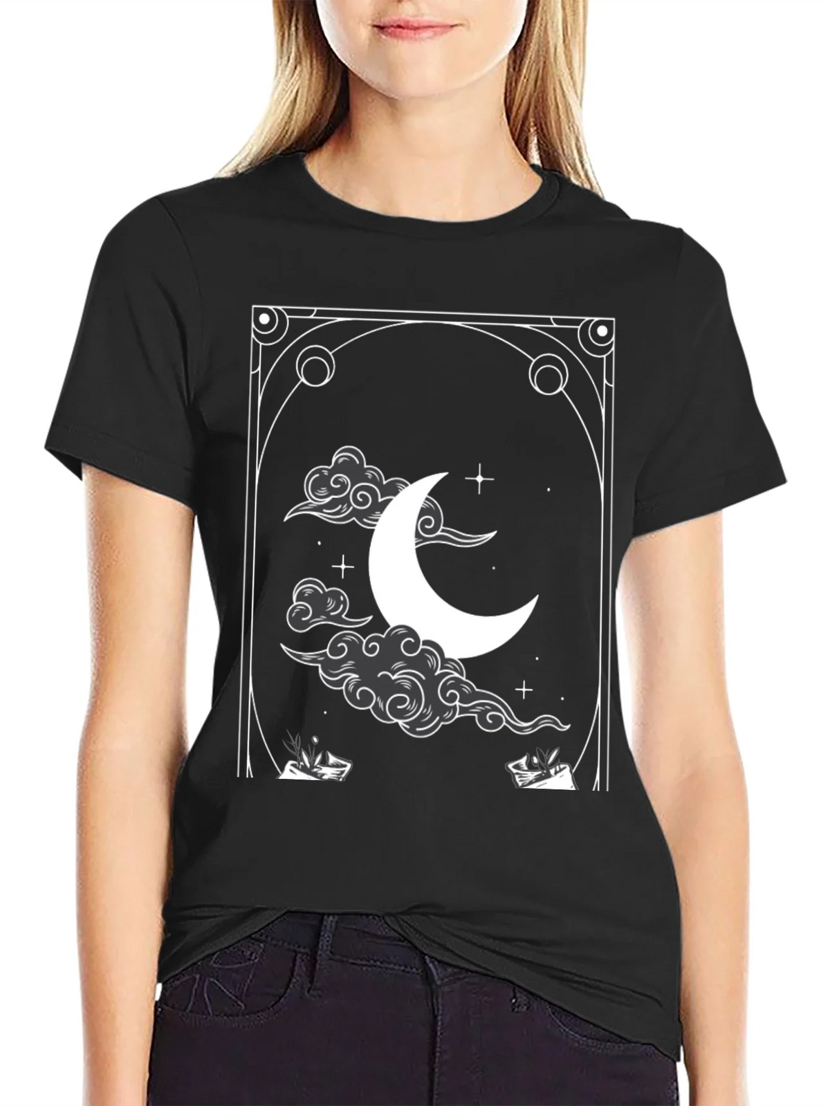 Celestial Crescent Moon Graphic Tee