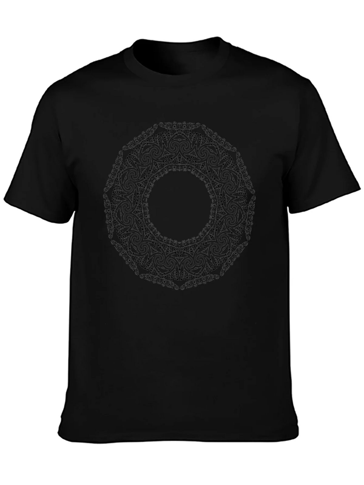 Mens Black Mandala Graphic T-Shirt