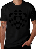 Abstract Geometric Cube Black T-Shirt